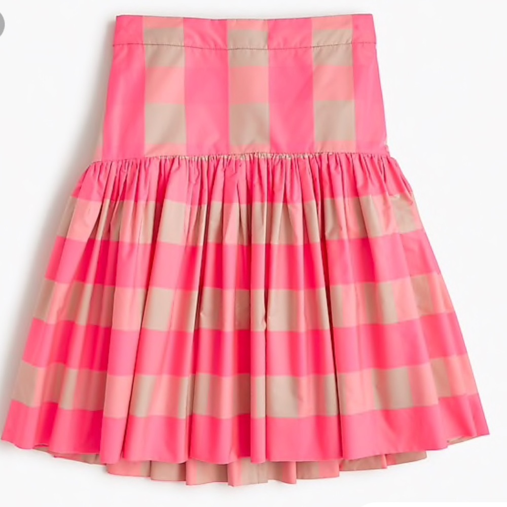 NWOT JCREW TAFFETA BUFFALO CHECK SKIRT - 0